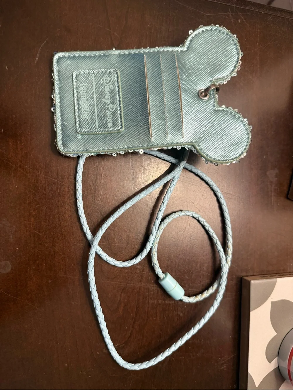 cinderella disney sequin bow card holder with lanyard
